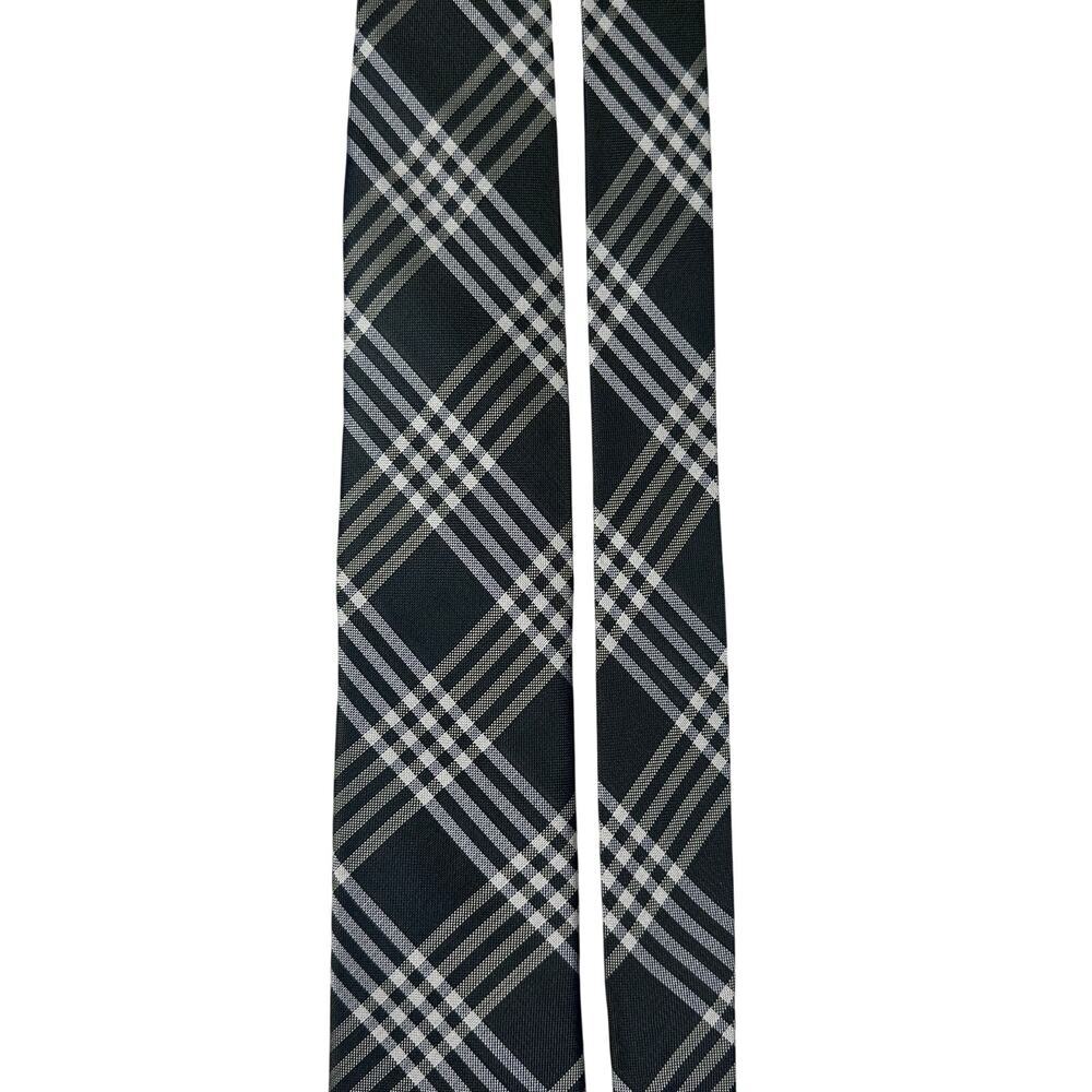Black Brown 1826 100% Silk Neck Tie Navy Blue Green White Reflective‎ Plaid - Picture 12 of 12